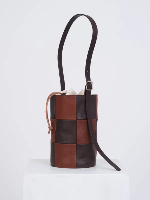 Leather Patchwork Bucket Bag made by Cawley