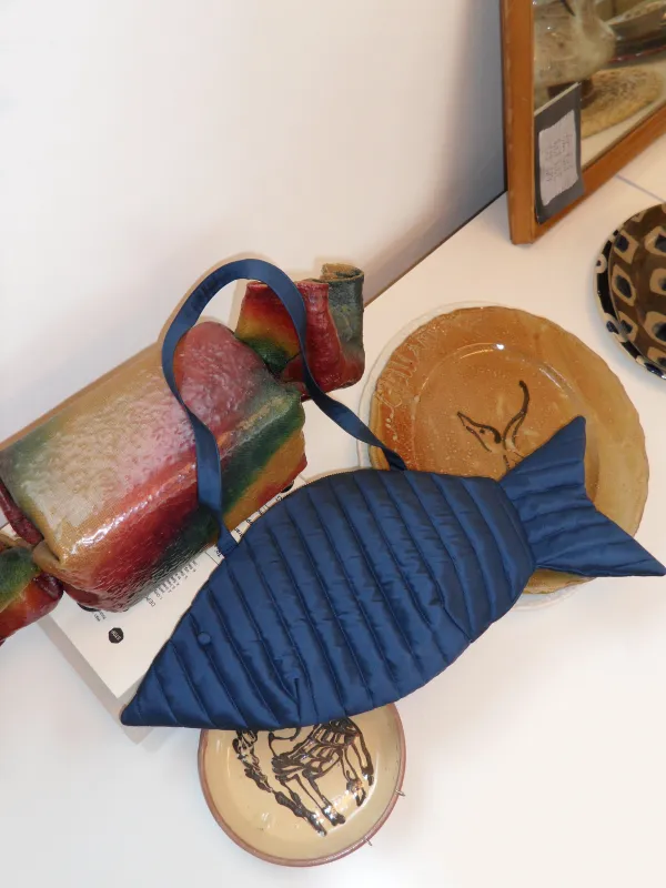 QUILTED SILK DUPION FISH BAG made by Cawley