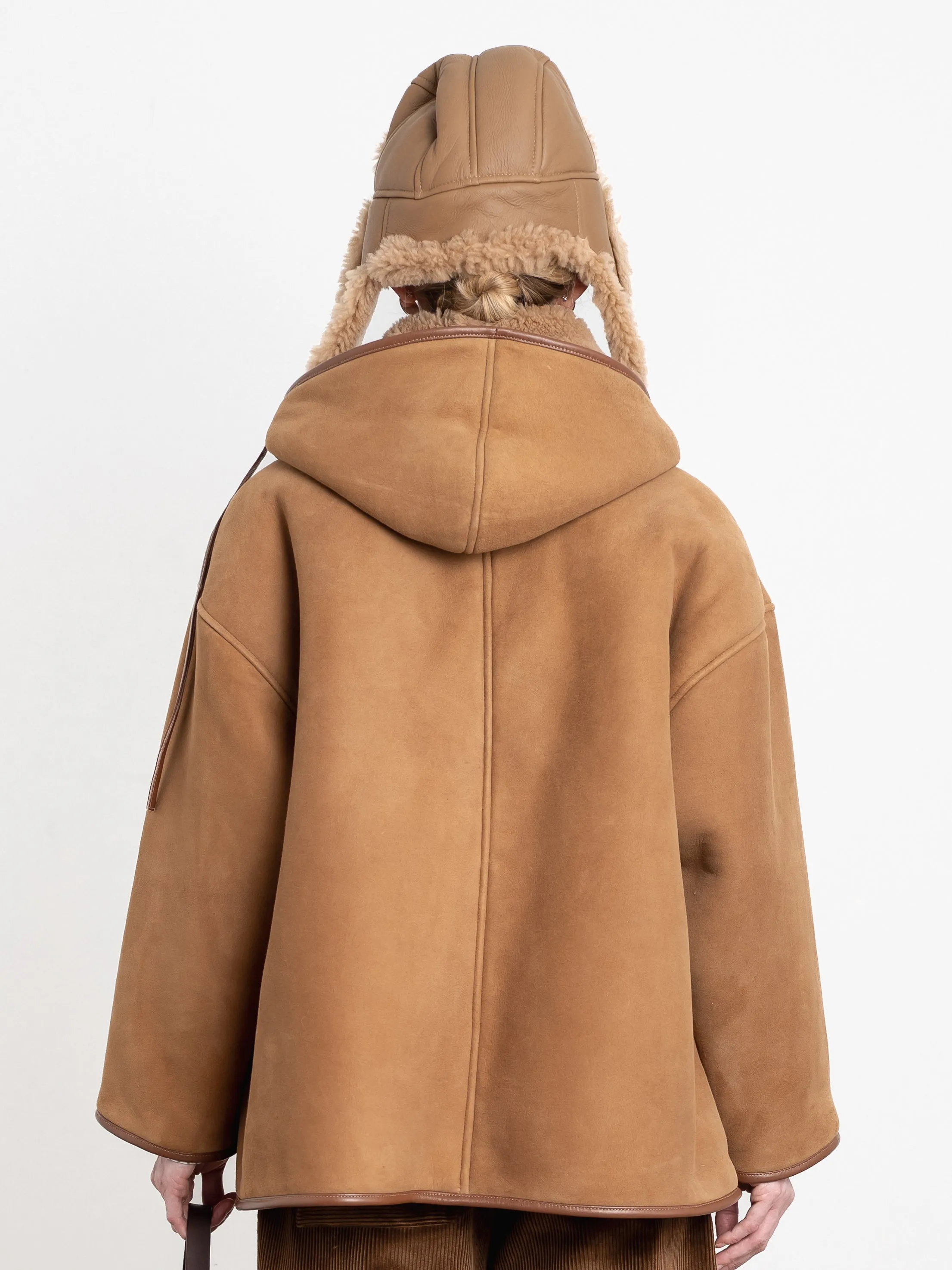 LEATHER BACK CURLY HAIR SHEEPSKIN TRAPPER HAT sold by Cawley product image thumbnail 4