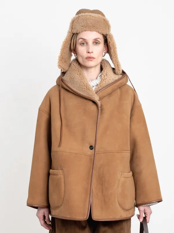 LEATHER BACK CURLY HAIR SHEEPSKIN TRAPPER HAT made by Cawley