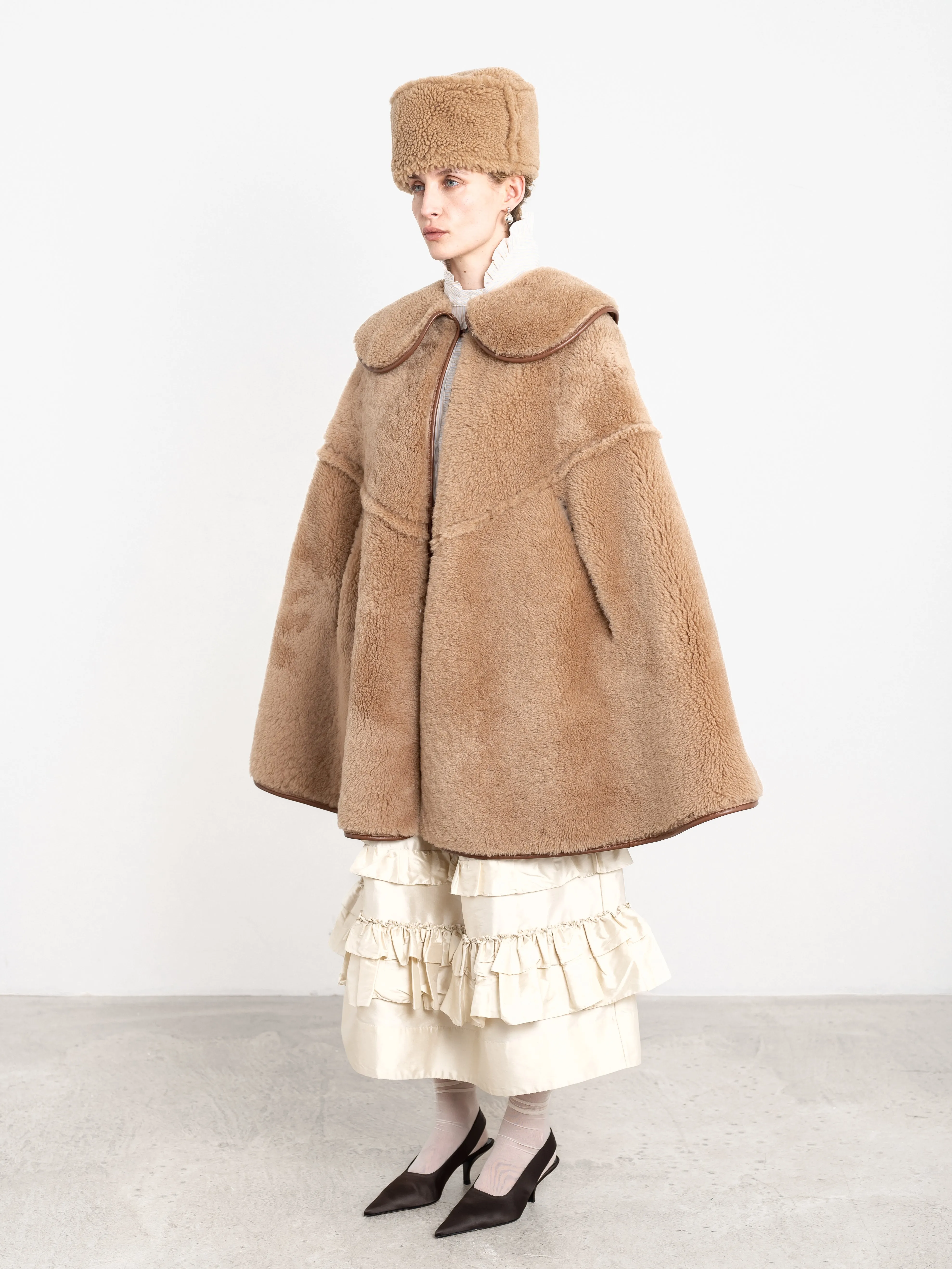 SUEDE BACK CURLY SHEEPSKIN ETTA CAPE sold by Cawley product image thumbnail 2