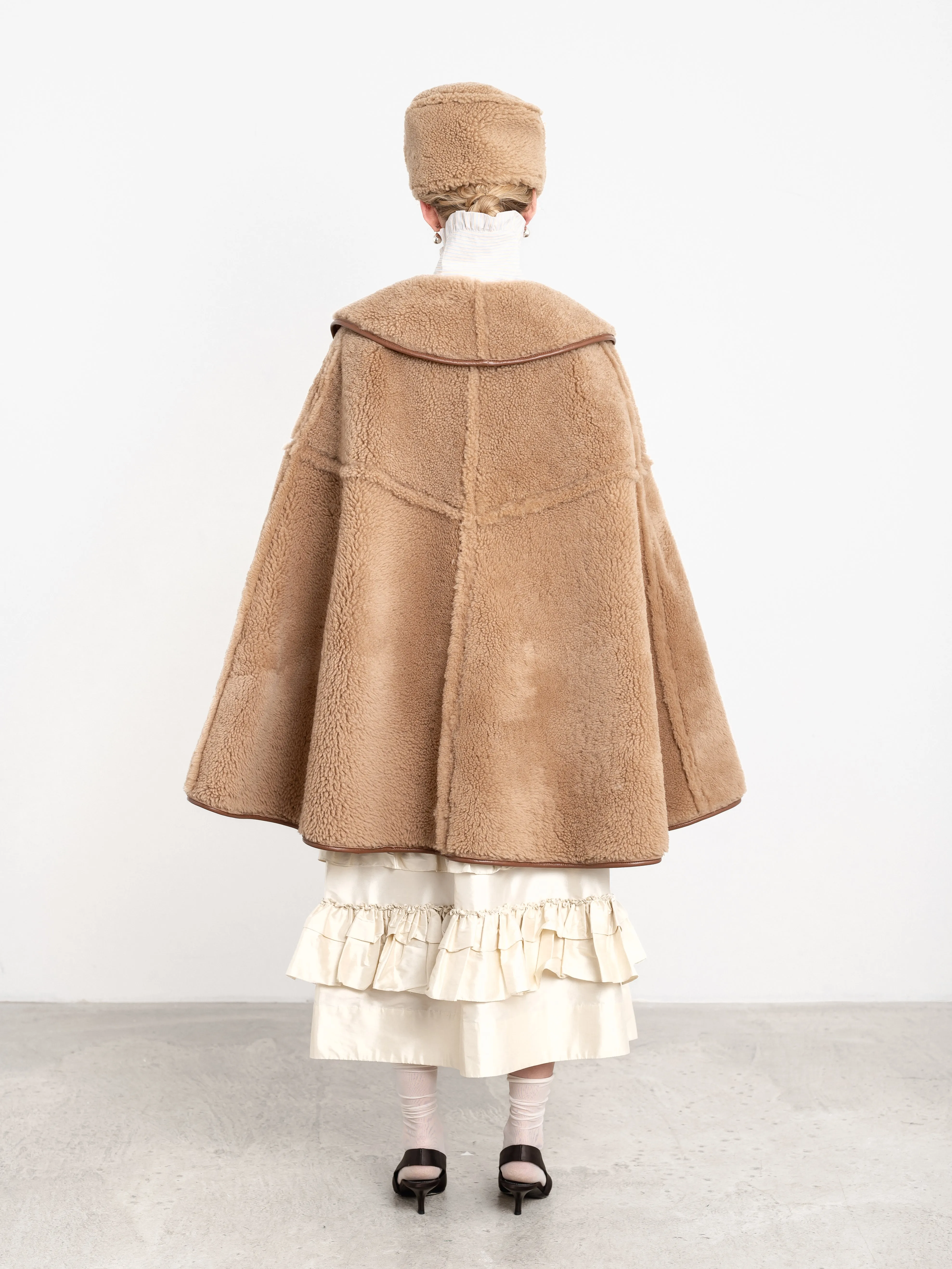 SUEDE BACK CURLY SHEEPSKIN ETTA CAPE sold by Cawley product image thumbnail 4