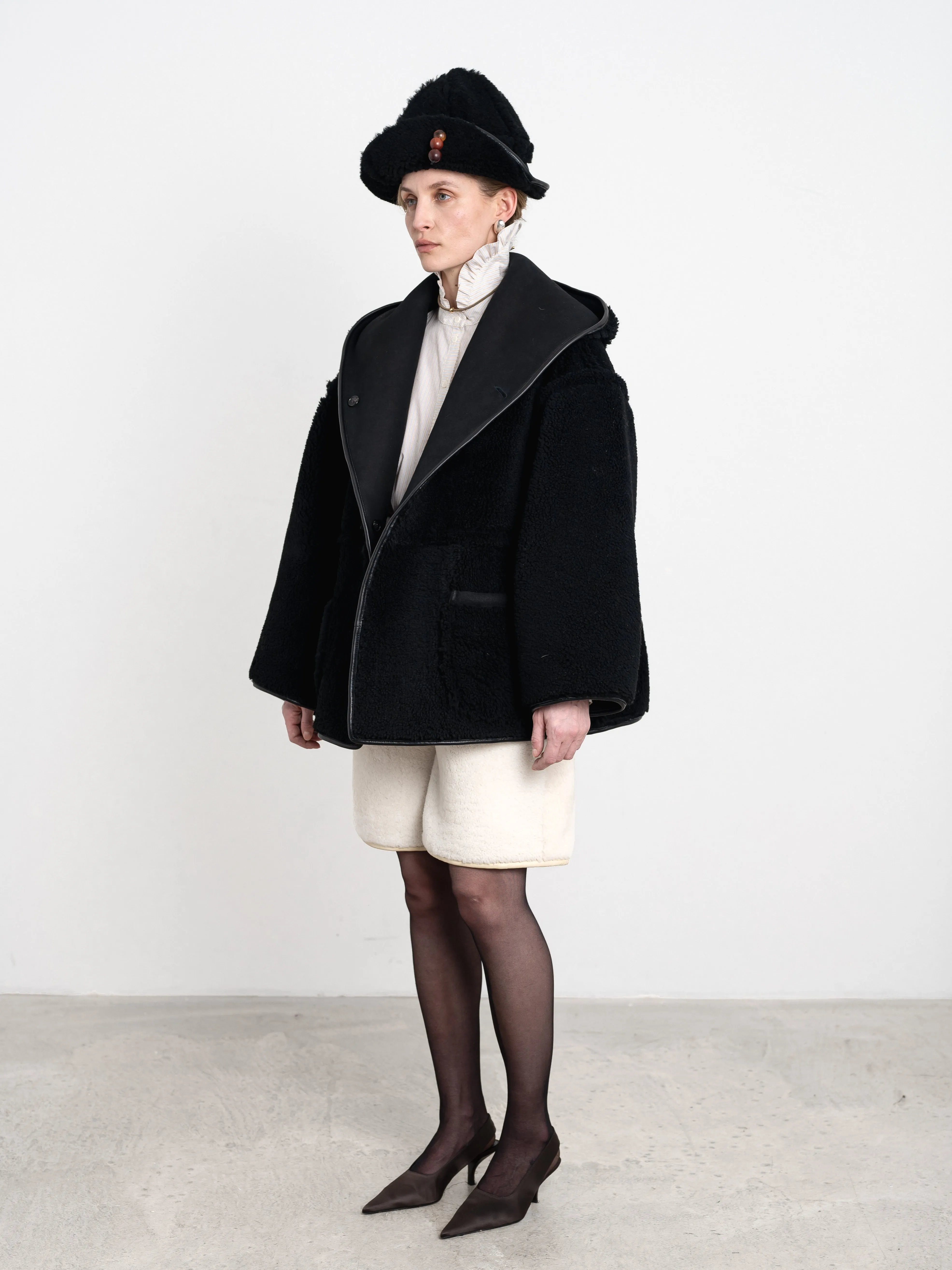 SUEDE BACK CURLY SHEEPSKIN REVERSIBLE HOLLAND COAT sold by Cawley product image thumbnail 2