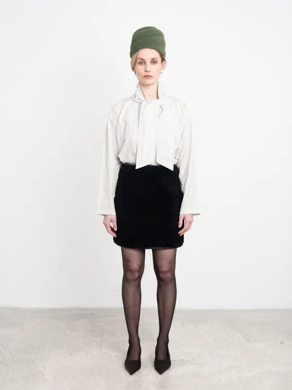 Leather Back Curly Hair Sheepskin Sadie Mini Skirt made by Cawley