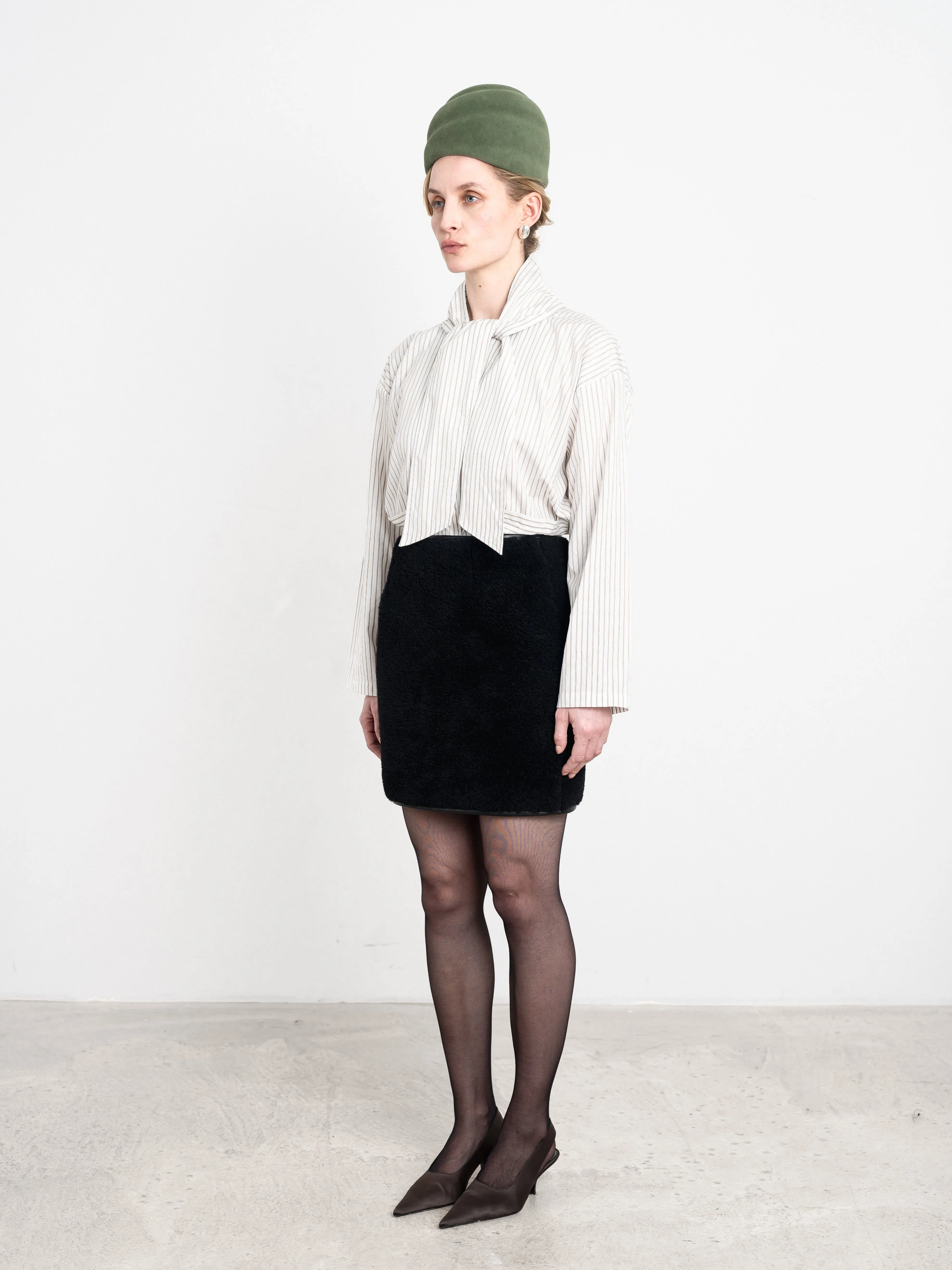 Leather Back Curly Hair Sheepskin Sadie Mini Skirt sold by Cawley product image thumbnail 2