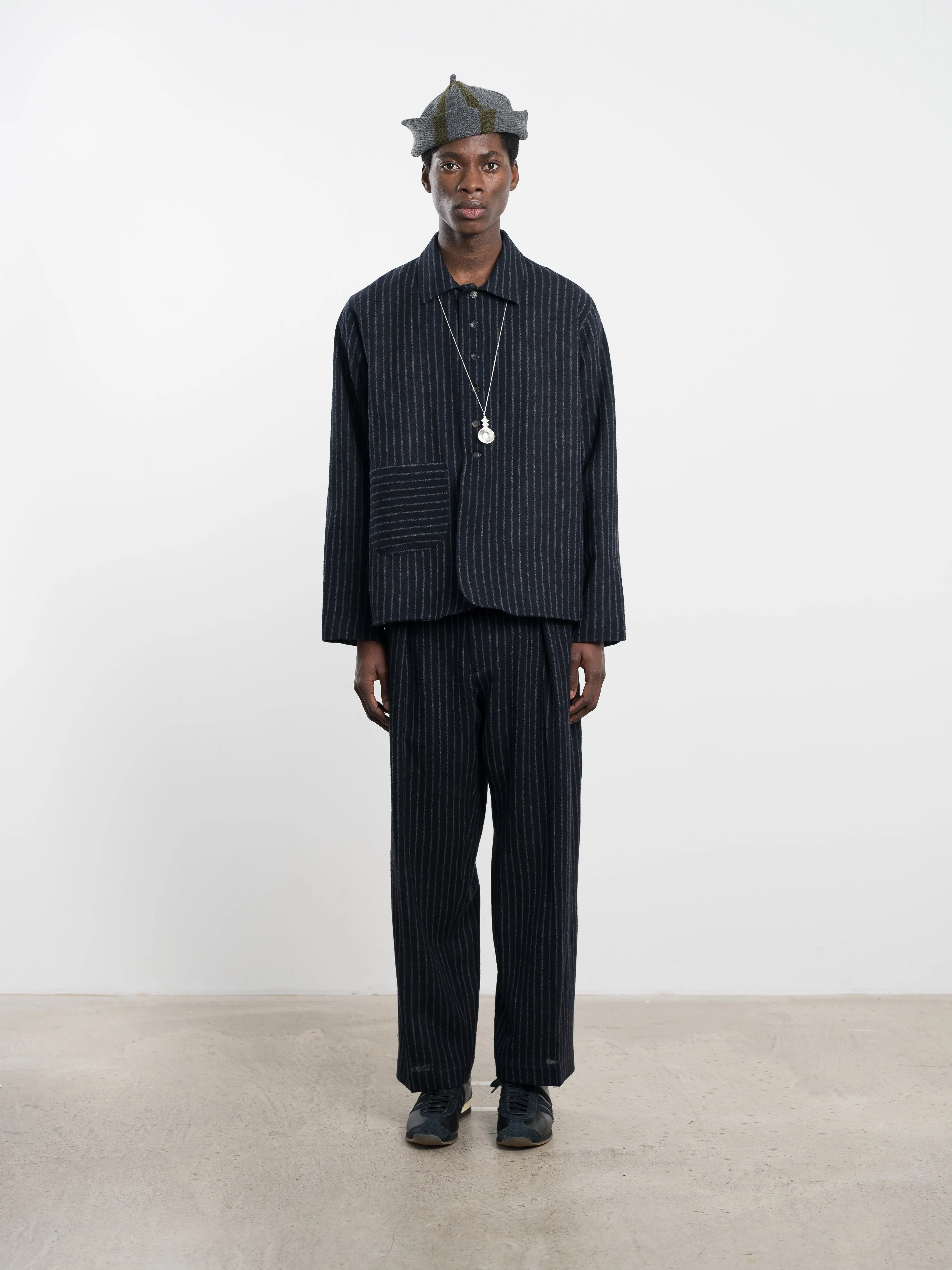 JAPANESE STRIPED BOUCLE WOOL SANDY JACKET sold by Cawley