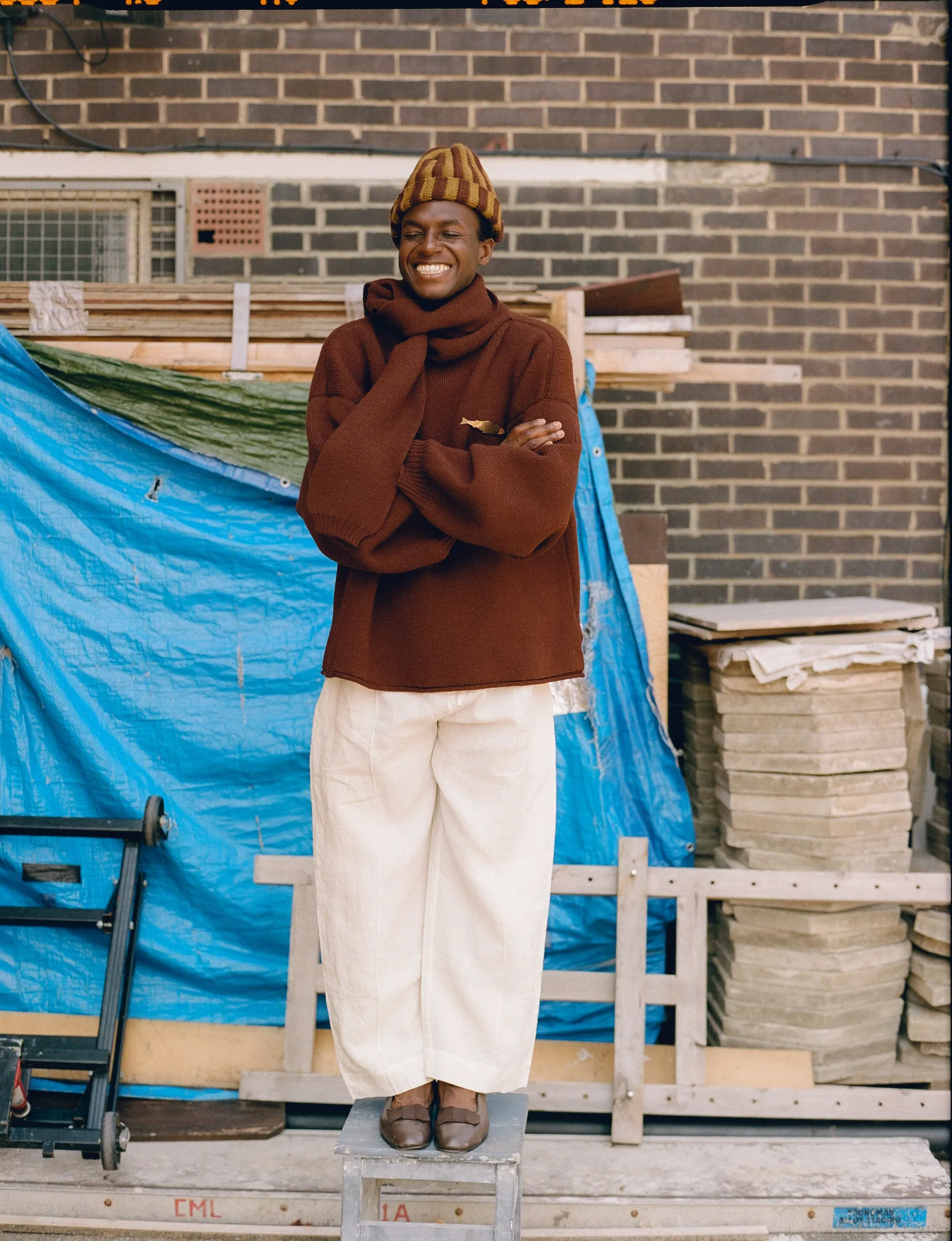 BRITISH MERINO WOOL WRAP NECK PULLOVER sold by Cawley