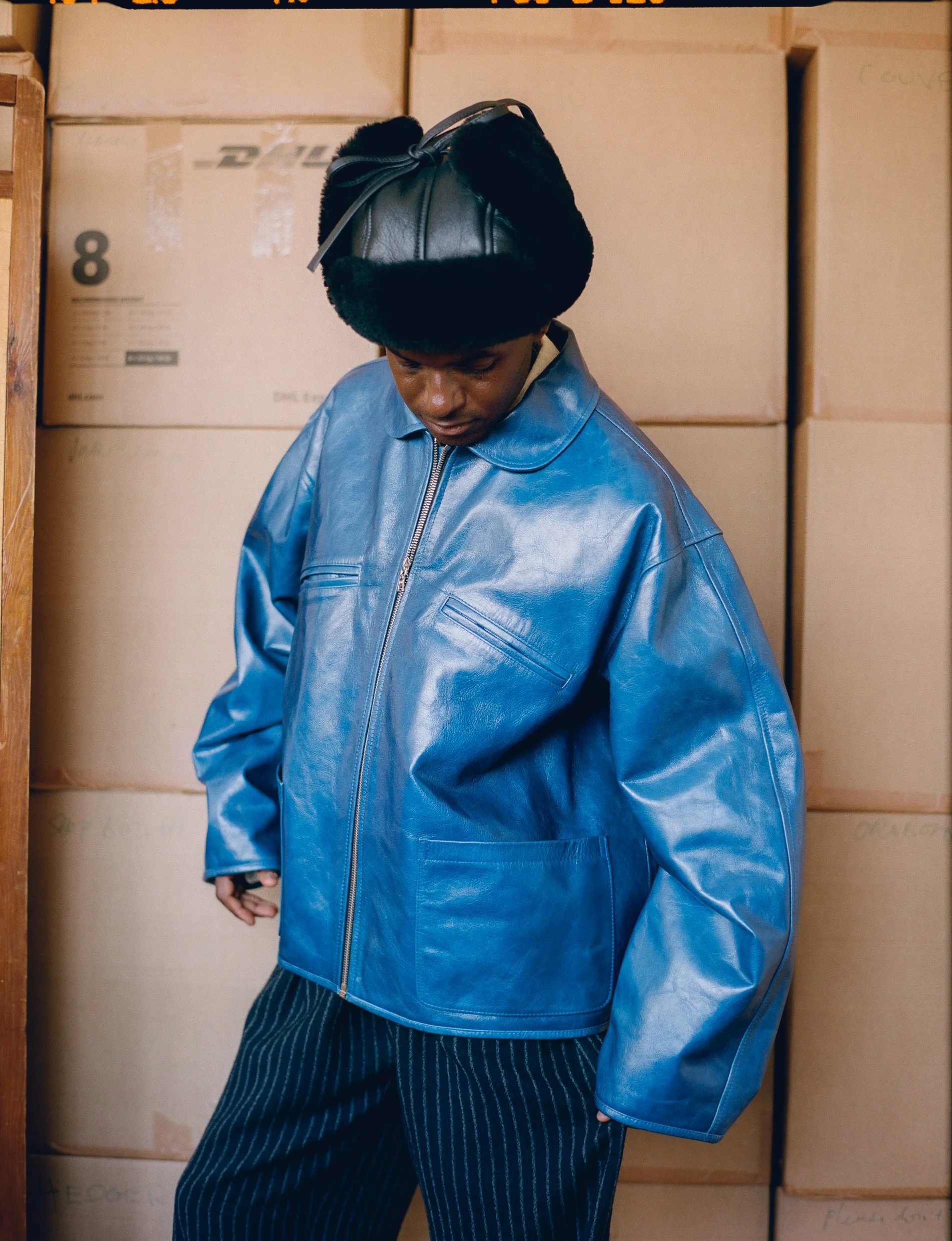 LEATHER BACK STRAIGHT HAIR TRAPPER HAT sold by Cawley product image thumbnail 2