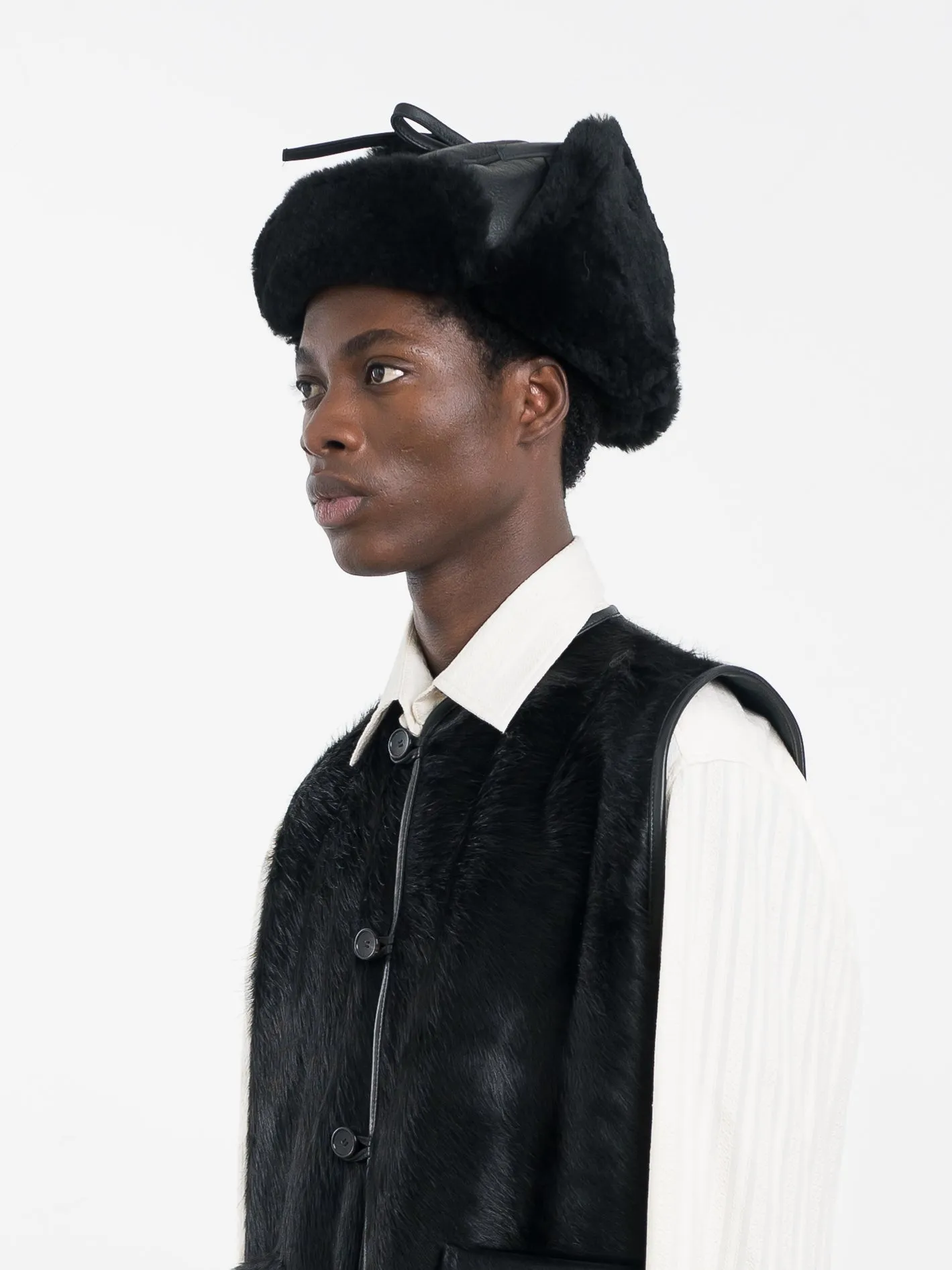 LEATHER BACK STRAIGHT HAIR TRAPPER HAT sold by Cawley product image thumbnail 3