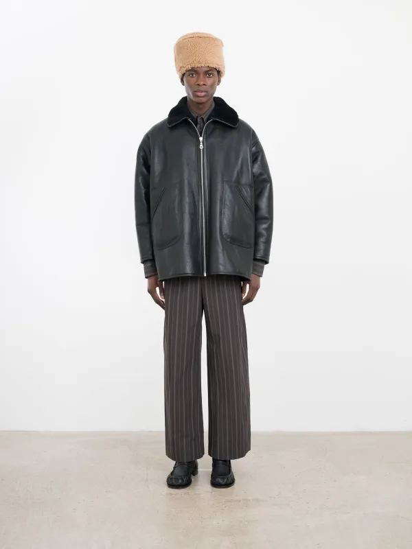 LEATHER BACK STRAIGHT HAIR RONNY JACKET made by Cawley