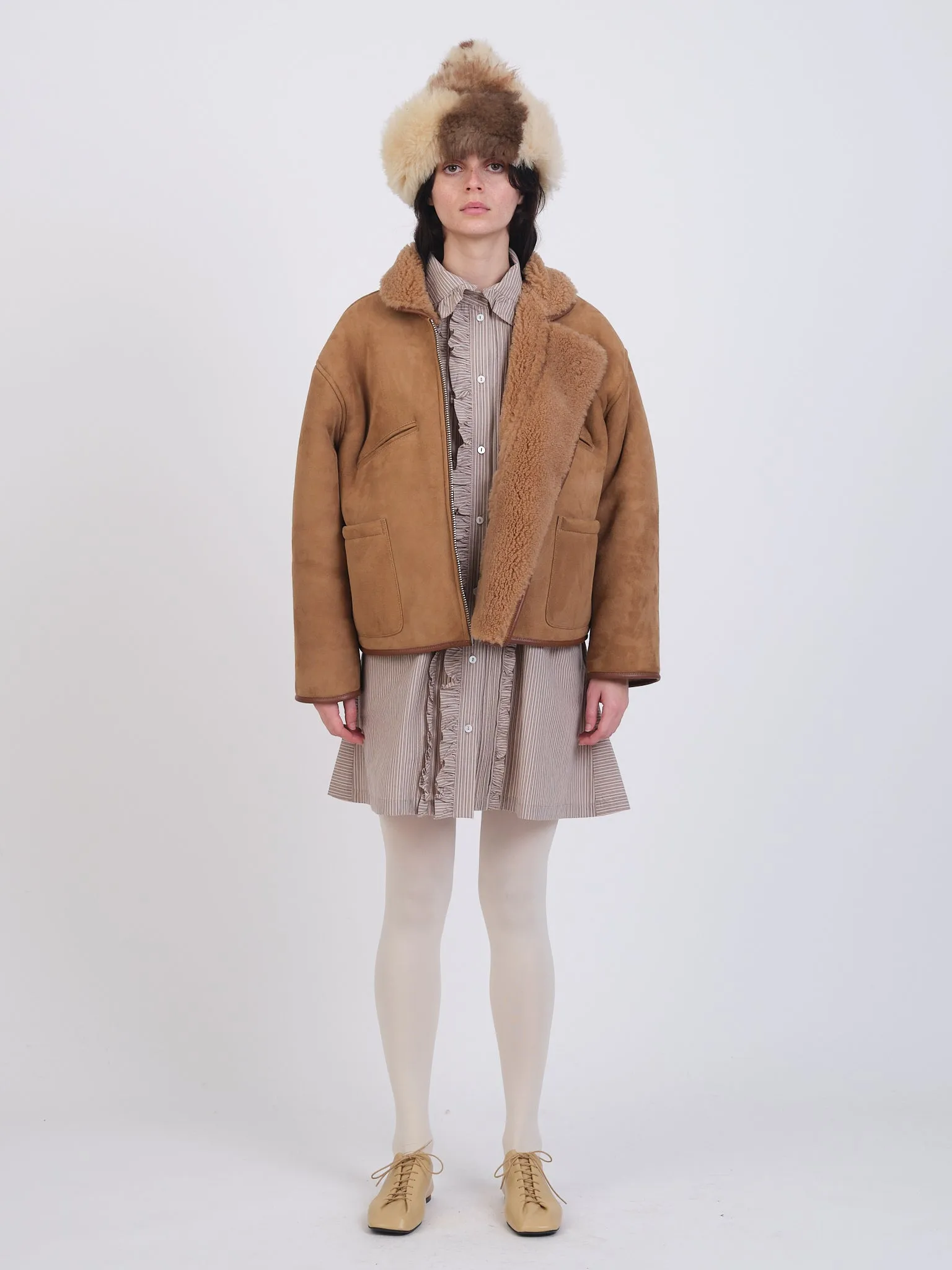 SUEDE BACK CURLY SHEEPSKIN FLYING JACKET sold by Cawley product image thumbnail 4