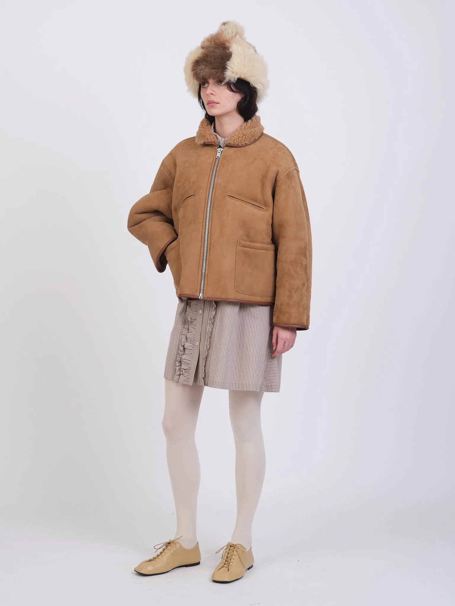 SUEDE BACK CURLY SHEEPSKIN FLYING JACKET sold by Cawley product image thumbnail 3