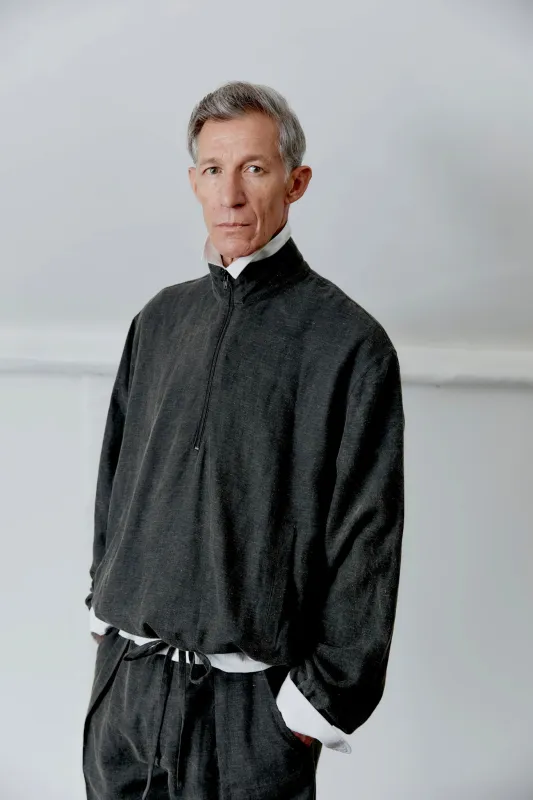 JAPANESE COTTON/LINEN DYED BACK MILES PULLOVER sold by Cawley