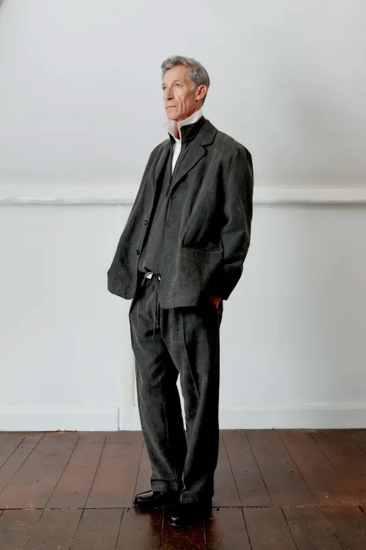 JAPANESE COTTON/LINEN DYED BACK SATIN SID BLAZER made by Cawley