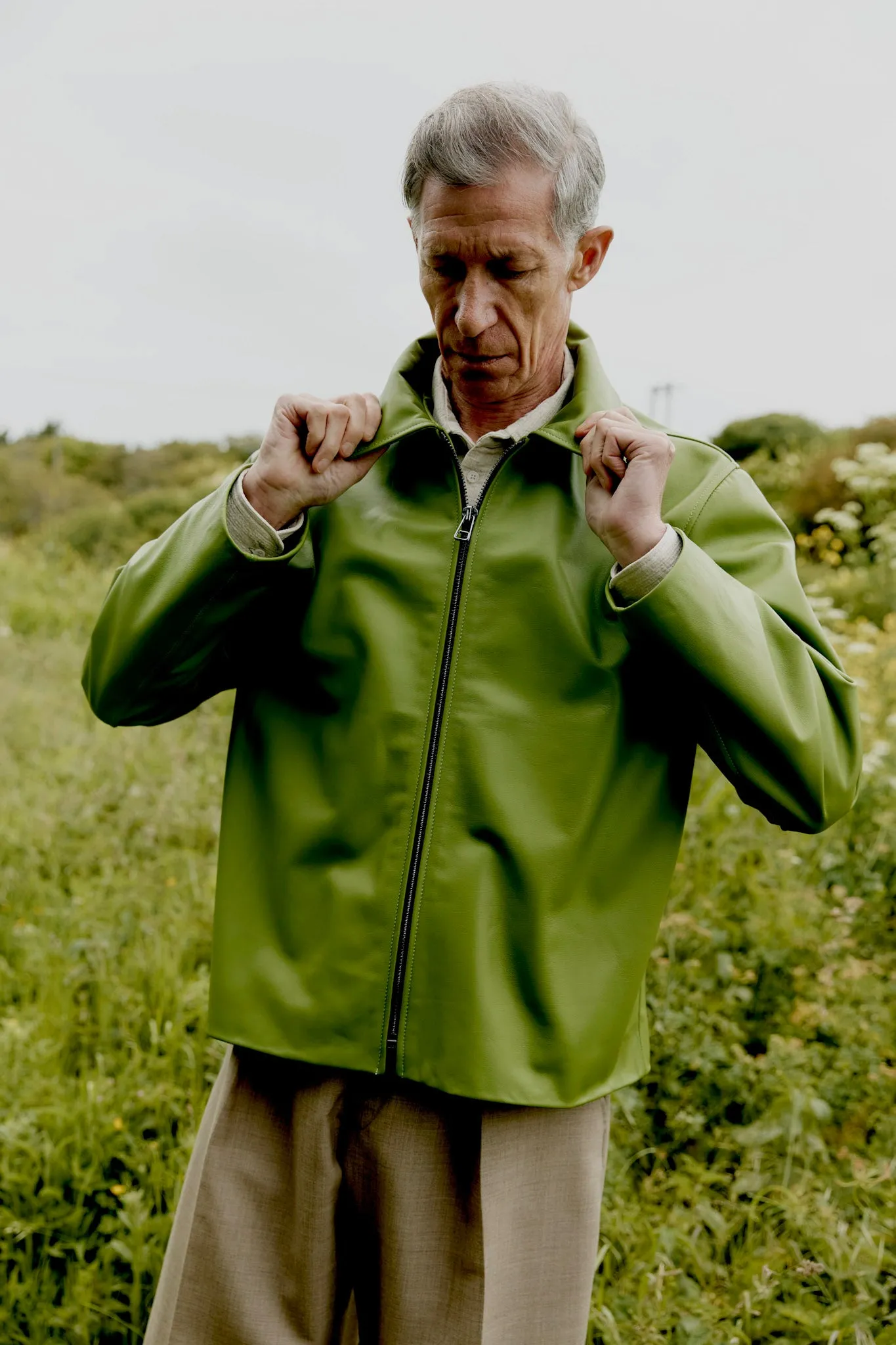 NAPPA LEATHER ZIP-UP SANDY JACKET sold by Cawley