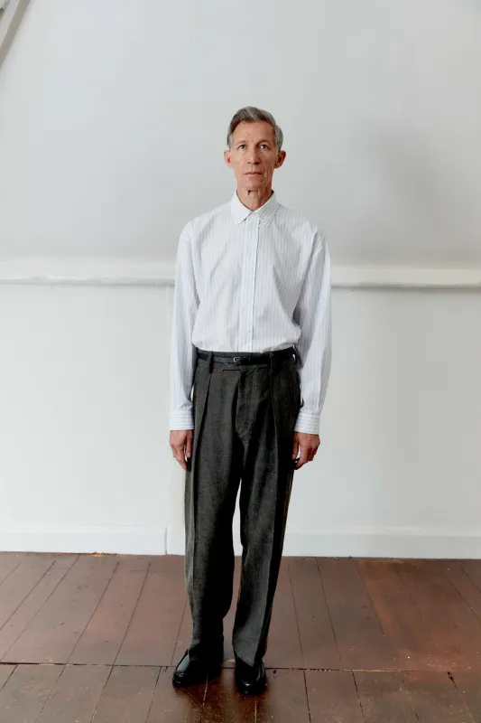 JAPANESE COTTON/LINEN DYED BACK SATIN SILAS TROUSER sold by Cawley