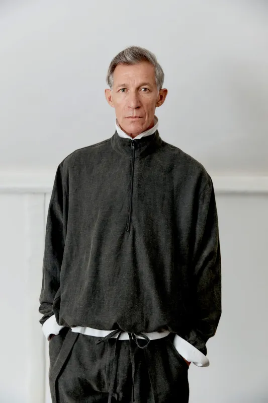 JAPANESE COTTON/LINEN DYED BACK MILES PULLOVER sold by Cawley