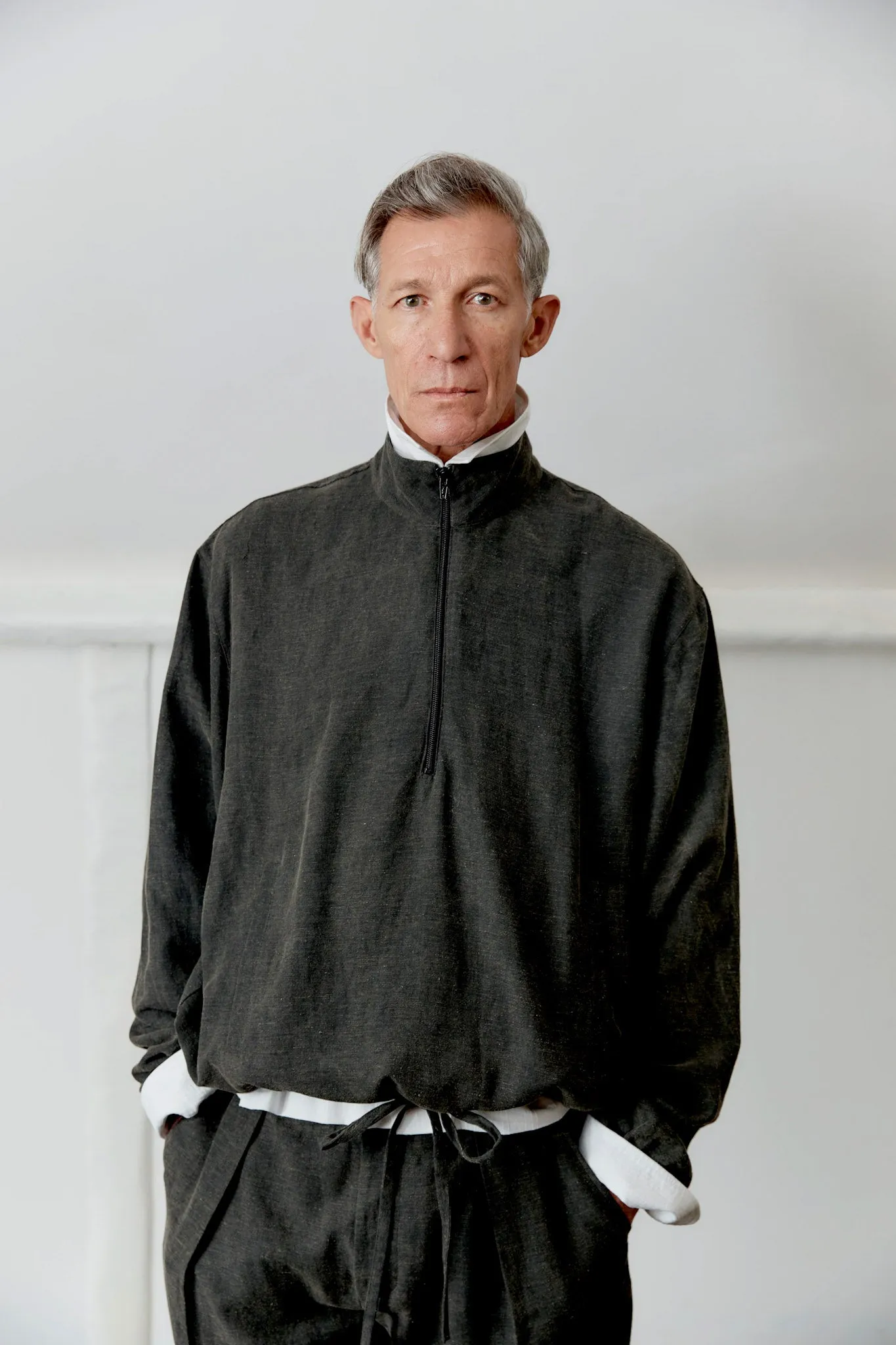 JAPANESE COTTON/LINEN DYED BACK MILES PULLOVER sold by Cawley