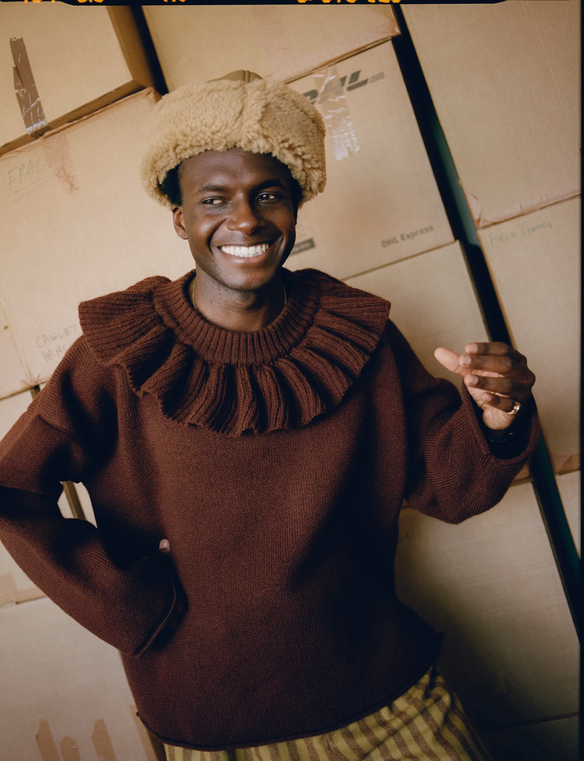 BRITISH MERINO WOOL RUFFLE JUMPER sold by Cawley