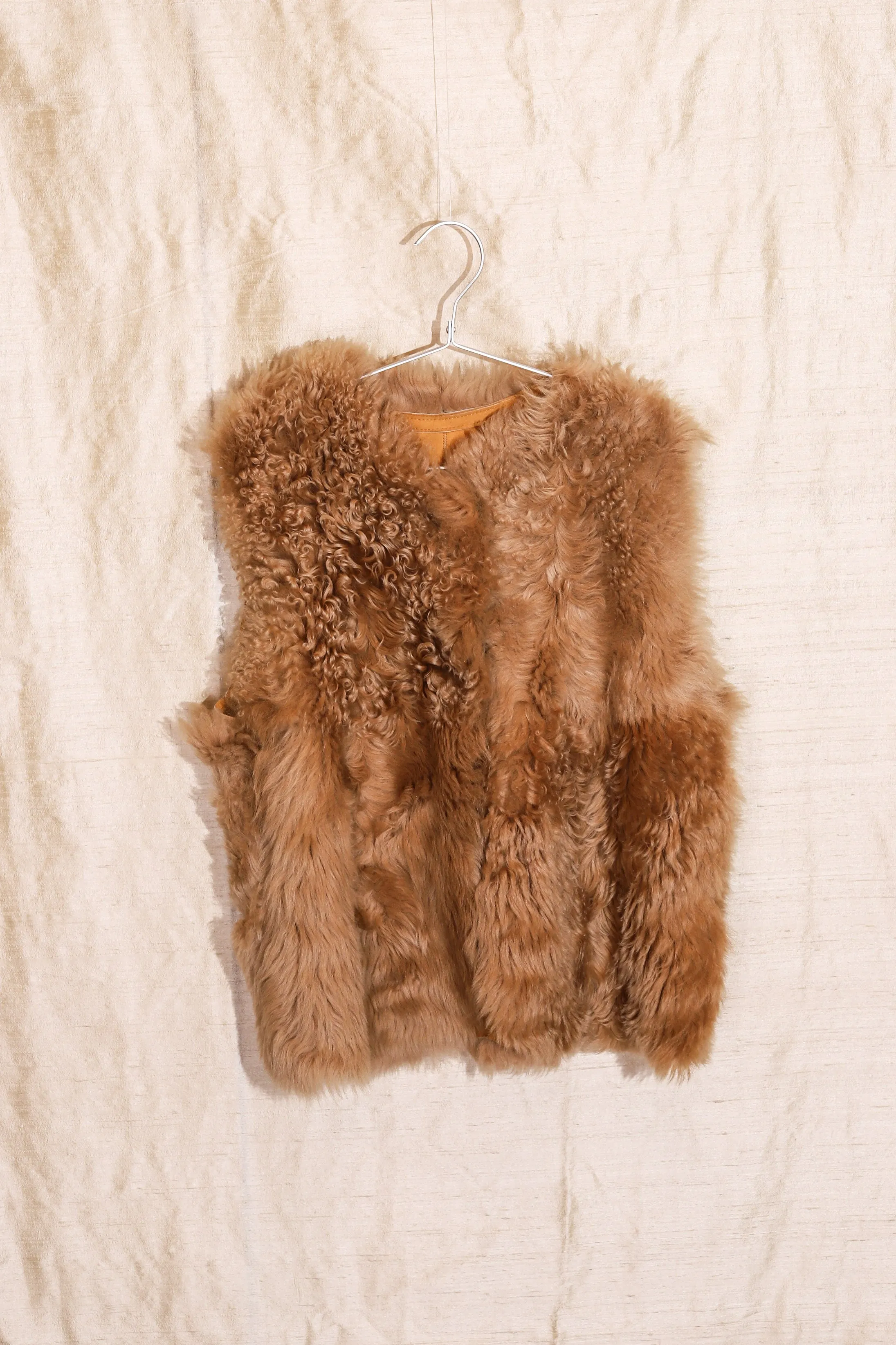 SHEARLING VEST - TOBACCO sold by Cawley