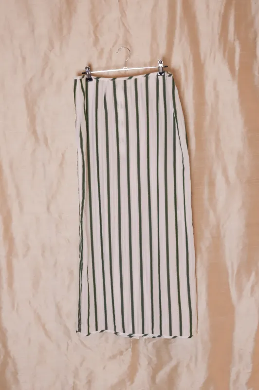 SADIE SKIRT - WHITE/GREEN STRIPE made by Cawley