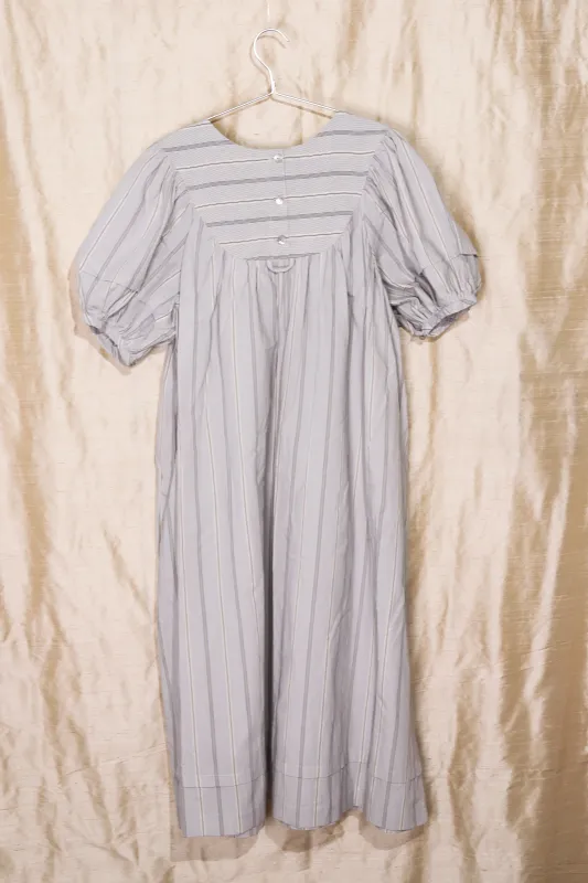 ROMY DRESS - ECRU/BROWN/BLUE STRIPE made by Cawley