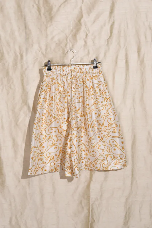 SILK PRINTED HILDA SHORT - ECRU/ORANGE made by Cawley