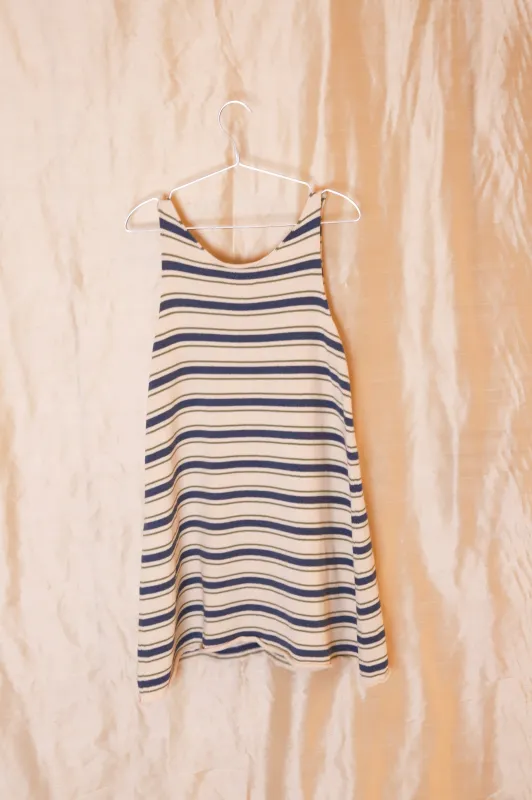 THEA KNIT DRESS - MERENGUE WITH KHAKI/TAHITI STRIPES made by Cawley
