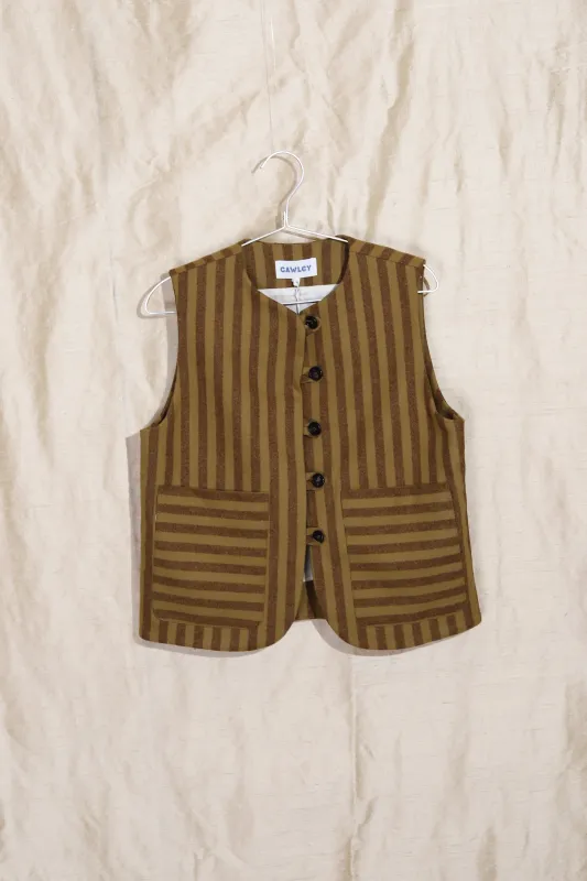 WOOL IMOGEN VEST - GOLDFINCH/BORDEAUX made by Cawley