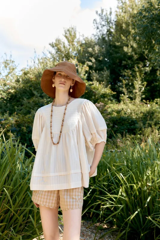 JAPANESE EMBROIDERED COTTON ROMY TOP made by Cawley