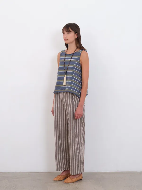 COTTON STRIPED THEA KNIT TOP made by Cawley