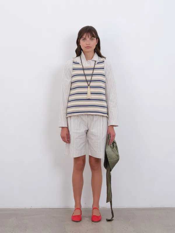 COTTON STRIPED THEA KNIT TOP made by Cawley