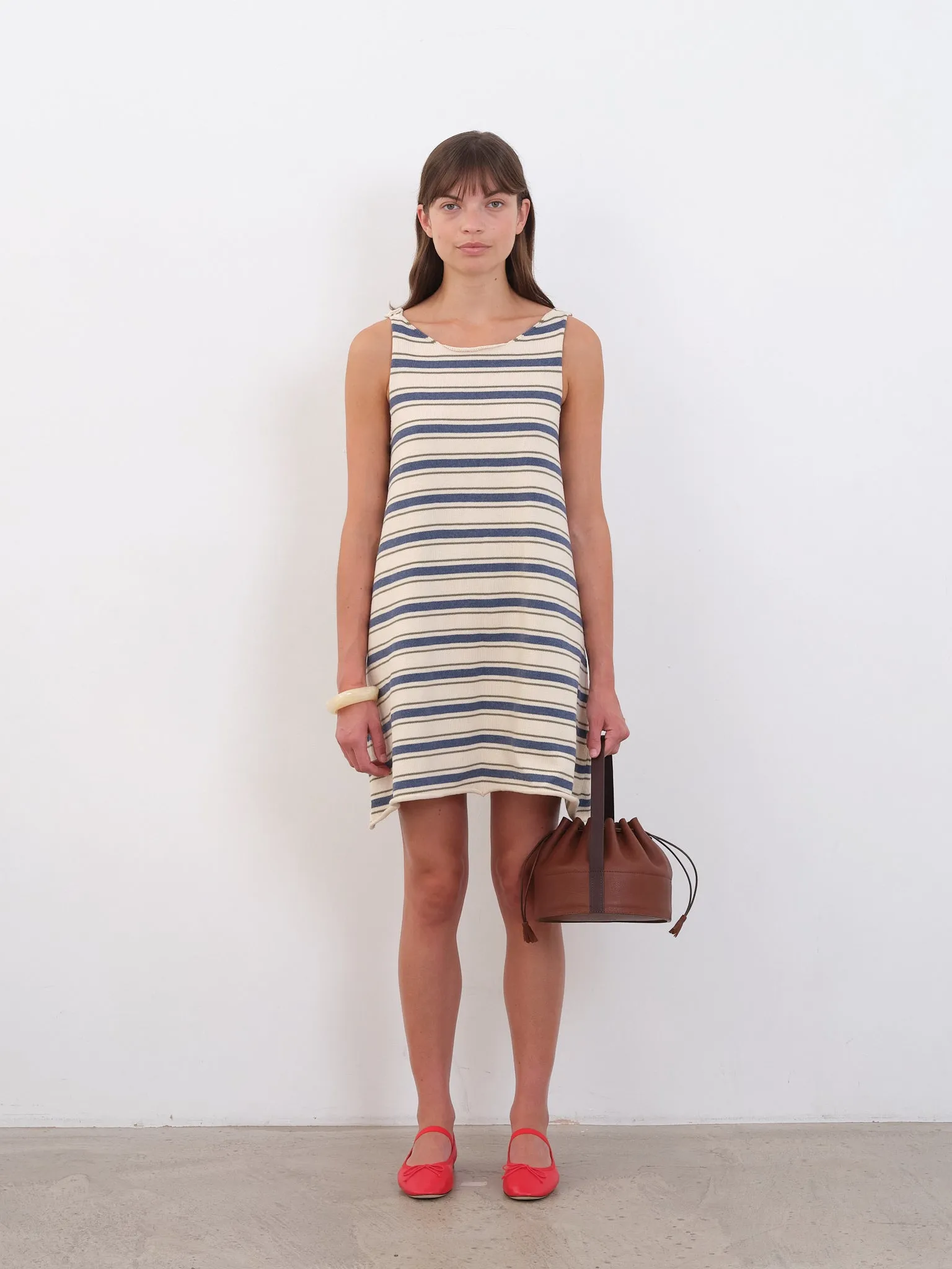 COTTON STRIPED THEA KNIT MINI DRESS sold by Cawley