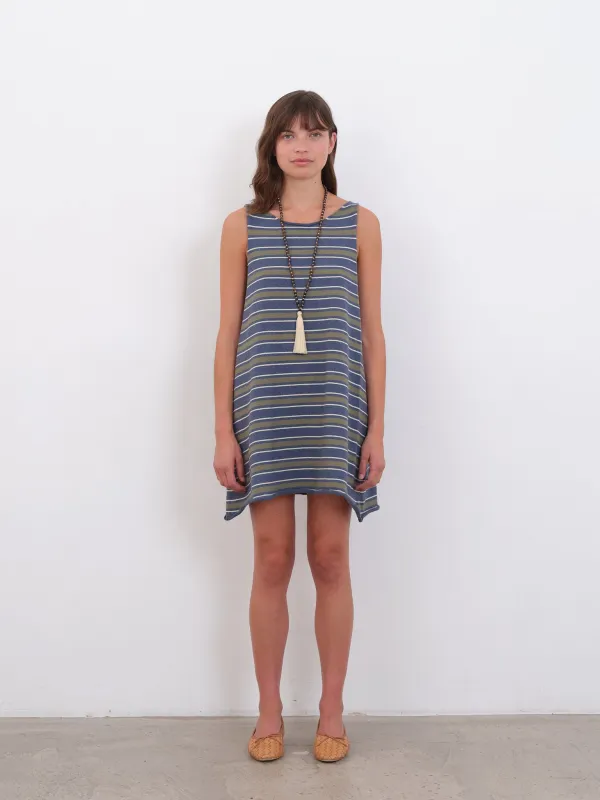 COTTON STRIPED THEA KNIT MINI DRESS made by Cawley