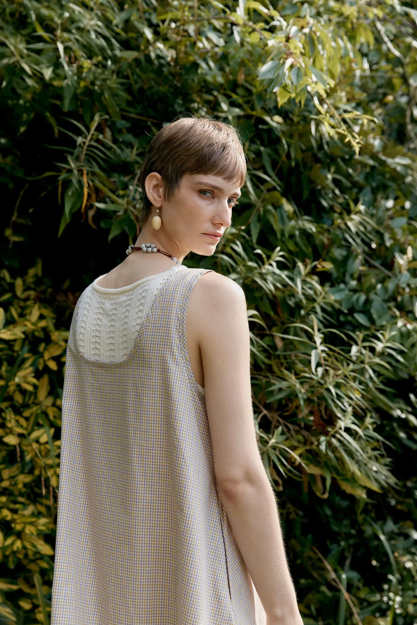 JAPANESE TYPEWRITER CHECKED COTTON MARGOT DRESS sold by Cawley product image thumbnail 4