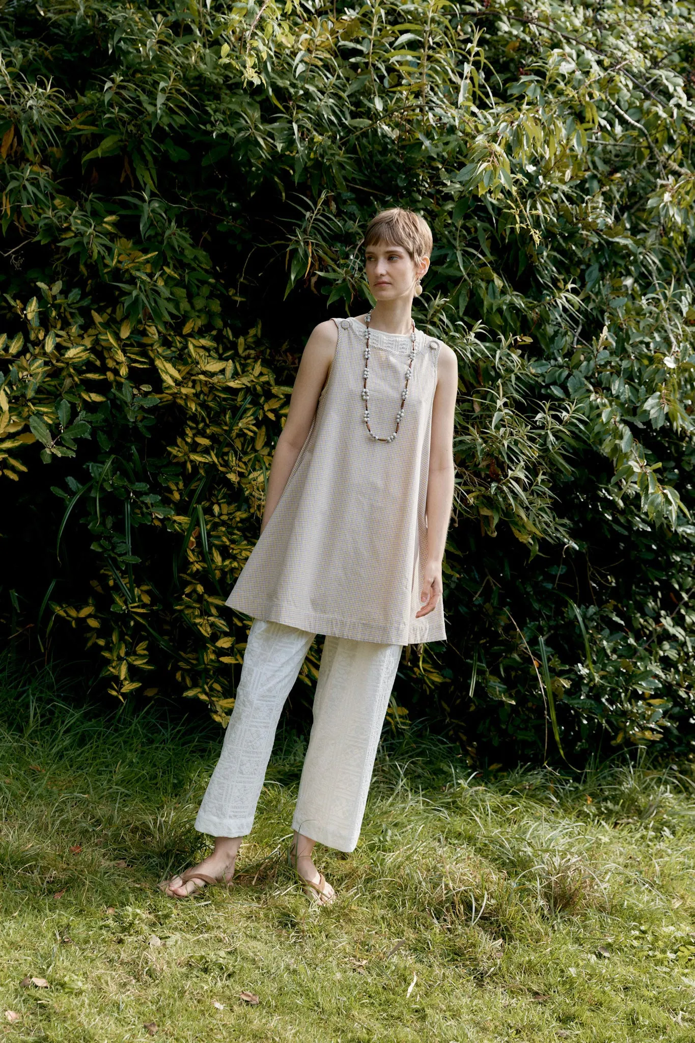 JAPANESE TYPEWRITER CHECKED COTTON MARGOT DRESS sold by Cawley