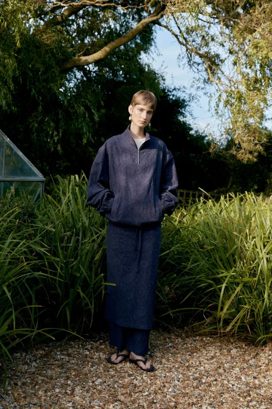 JAPANESE COTTON/LINEN DYED JACQUARD MILES PULLOVER made by Cawley