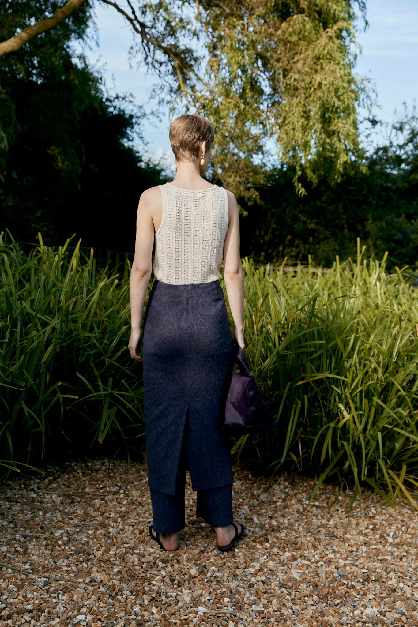 Japanese Cotton/Linen Dyed Jacquard Sadie Skirt sold by Cawley product image thumbnail 3