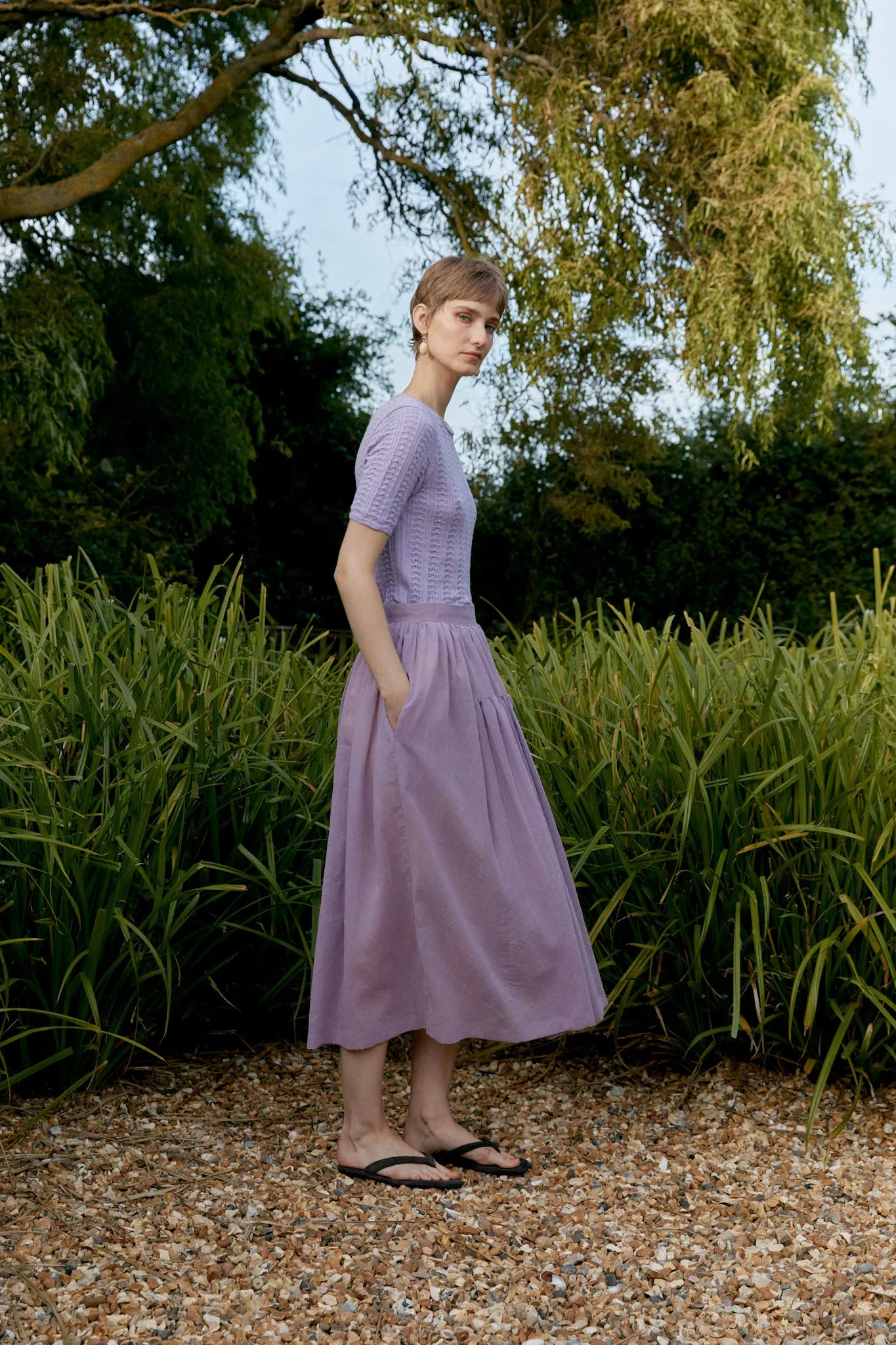JAPANESE COTTON DYED VOILE PANEL SKIRT sold by Cawley