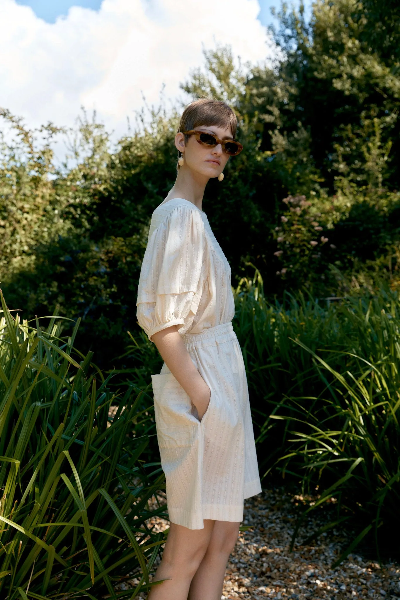 JAPANESE EMBROIDERED COTTON HILDA SHORT sold by Cawley