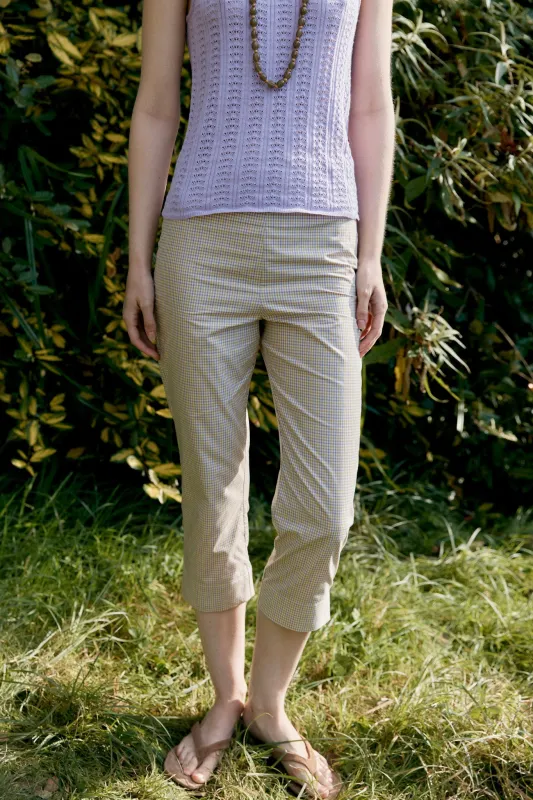 JAPANESE TYPEWRITER CHECKED COTTON CAPRI TROUSER made by Cawley