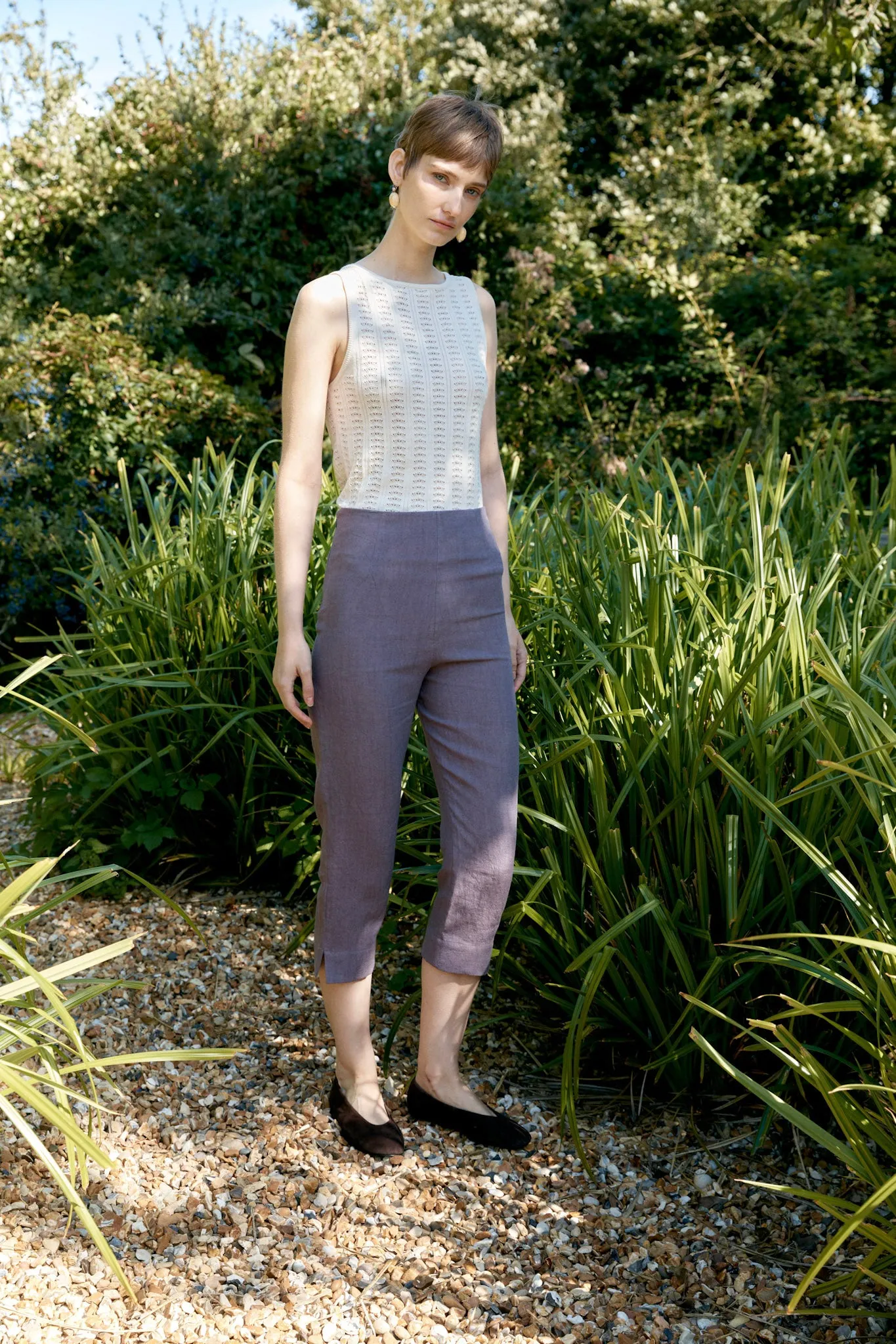 JAPANESE TRIPLE WASH HEMP CAPRI TROUSER sold by Cawley