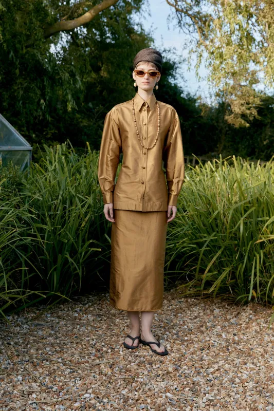 SILK DUPION TIE JUNE SHIRT made by Cawley