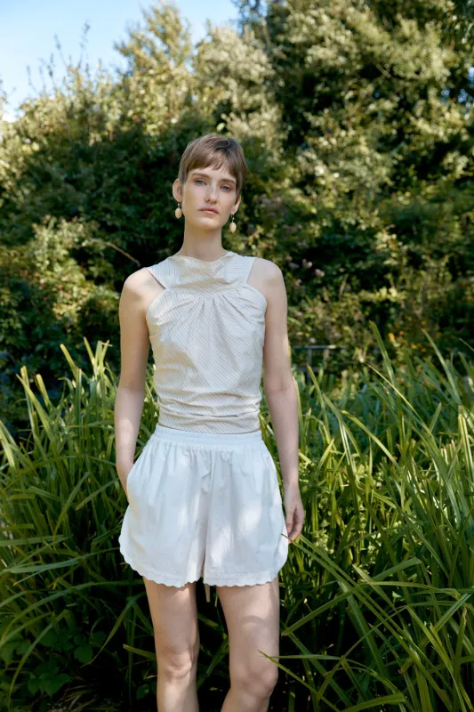 JAPANESE ORGANIC MUGWASHER STRIPE COTTON EDITH TOP made by Cawley