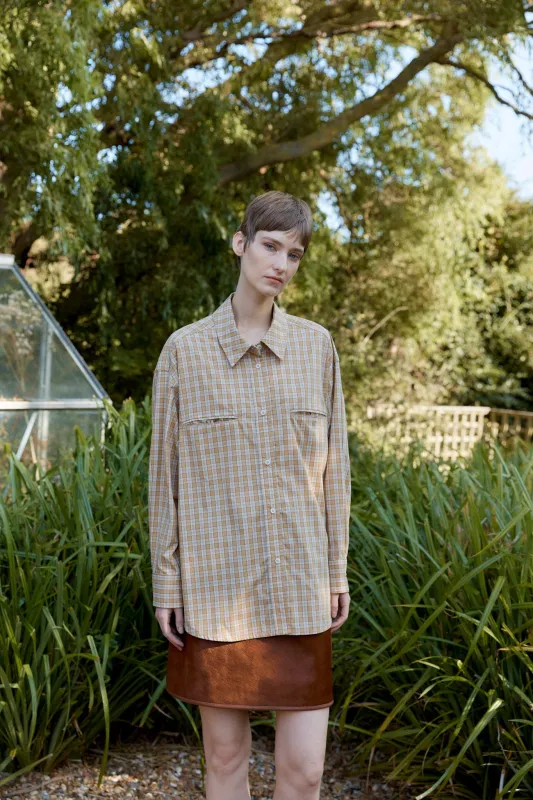 JAPANESE TYPEWRITER CHECKED COTTON PHOEBE SHIRT made by Cawley