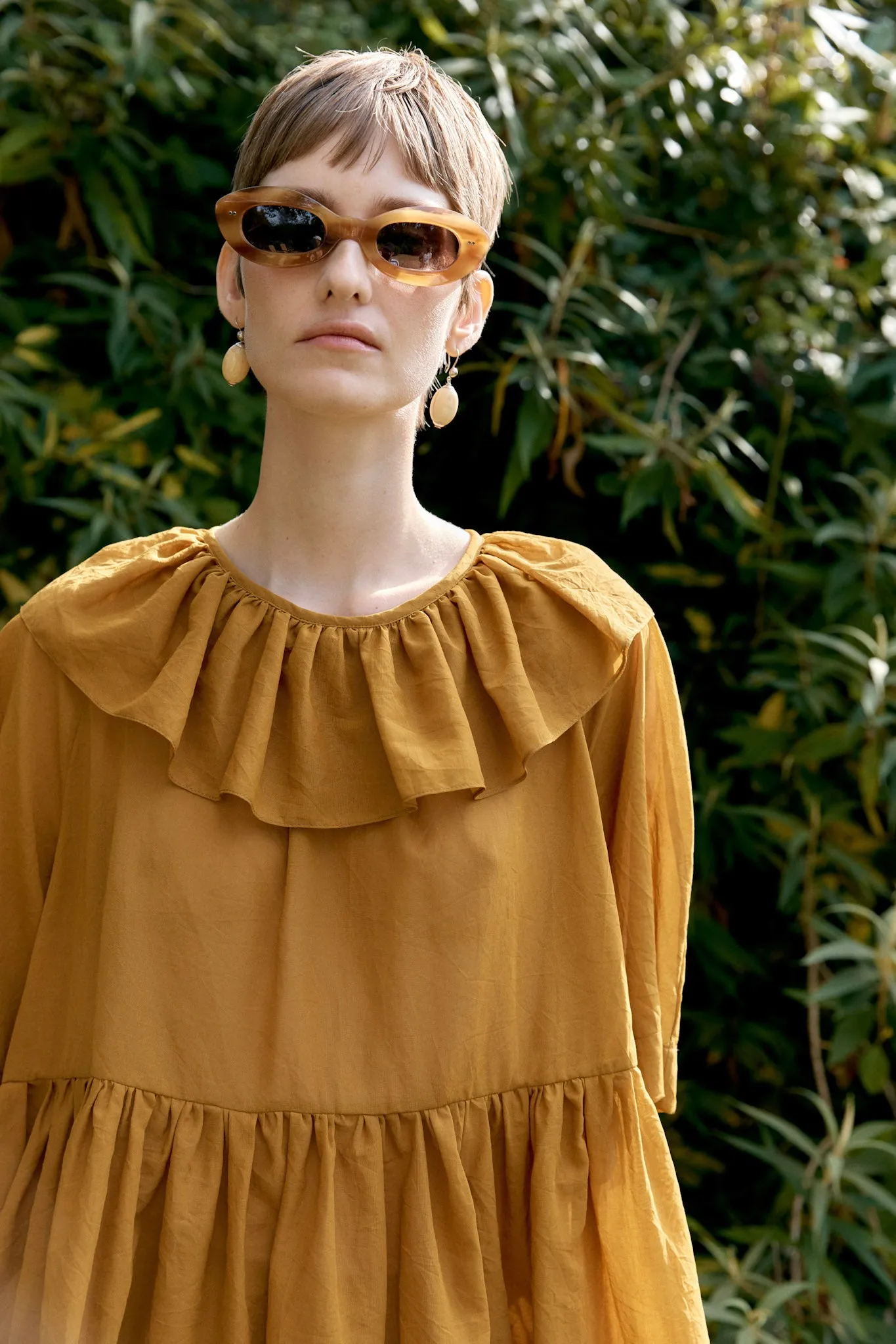 JAPANESE COTTON DYED VOILE DELILAH FRILL TOP sold by Cawley product image thumbnail 5