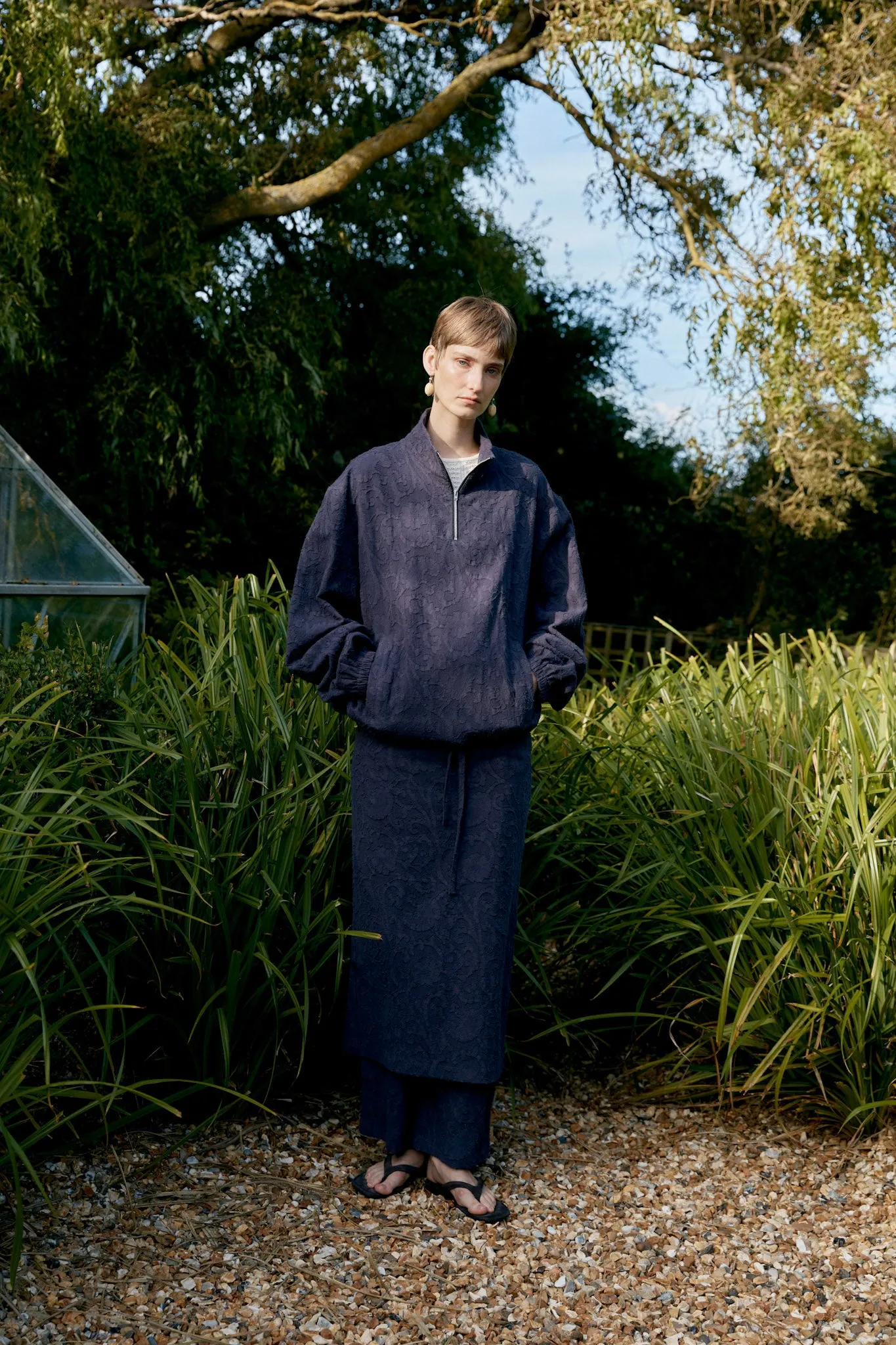 JAPANESE COTTON/LINEN DYED JACQUARD MILES PULLOVER sold by Cawley