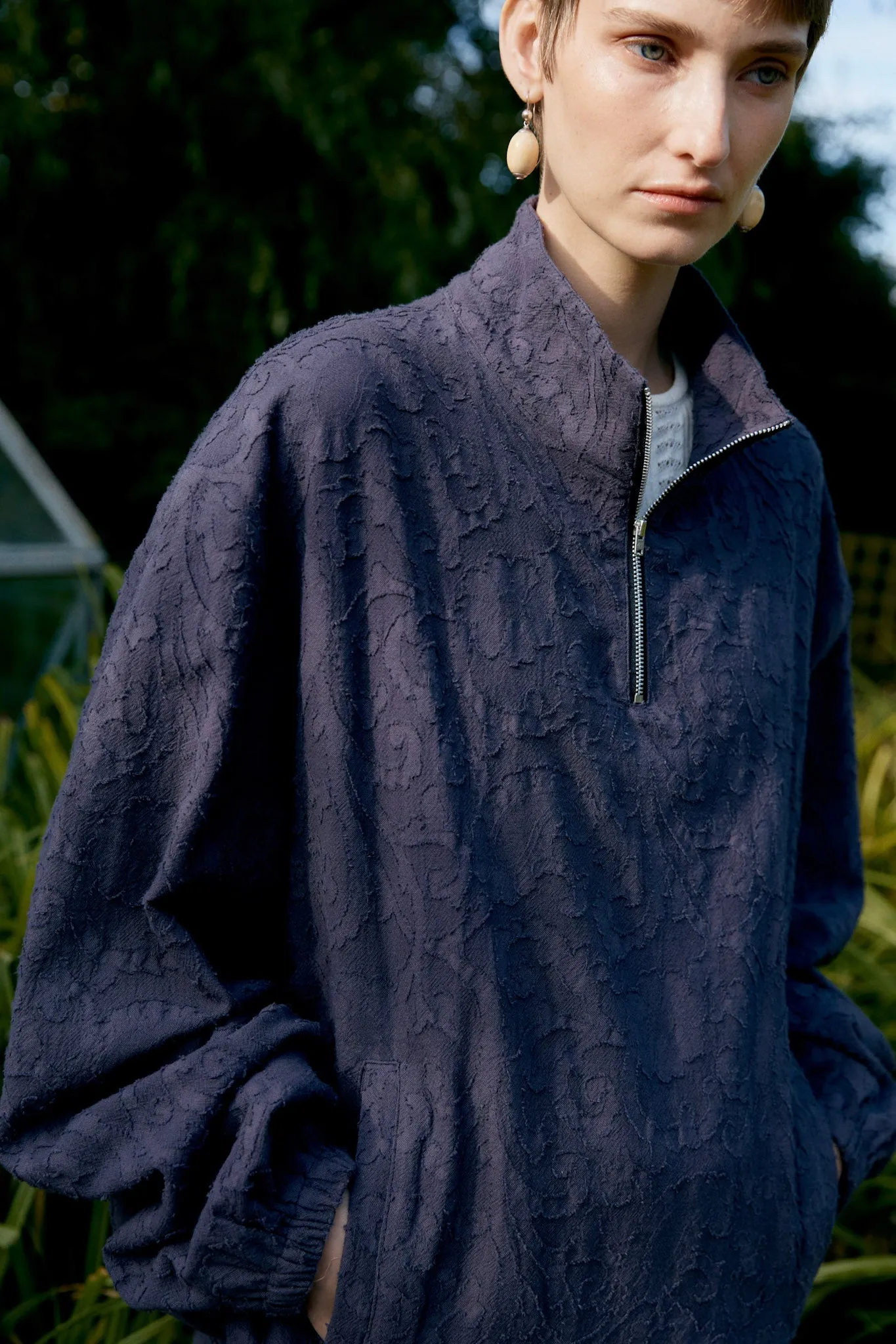 JAPANESE COTTON/LINEN DYED JACQUARD MILES PULLOVER sold by Cawley product image thumbnail 5