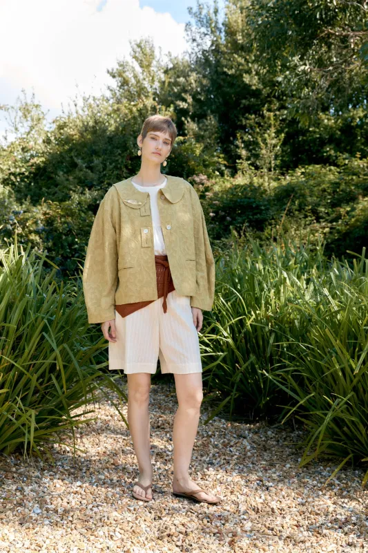 Japanese Cotton/Linen Dyed Jacquard Ellie Jacket made by Cawley
