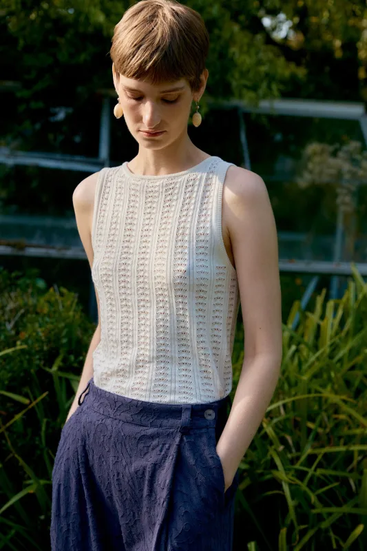 ORGANIC COTTON/MERINO WOOL POINTELLE VEST made by Cawley